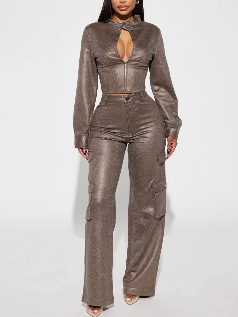 Cool Day Faux Suede Pant Set - Olive